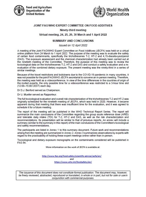 Ninety-third meeting - Joint FAO/WHO Expert Committee on Food Additives (JECFA)